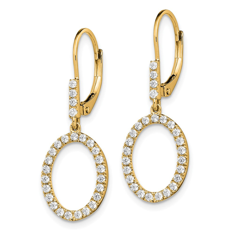 14K Gelbgold Ohrhänger-Ohrringe mit ovalem laborgezüchtetem Diamant, 0,5 ct., VS/SI+ G+, Leverback-Verschluss