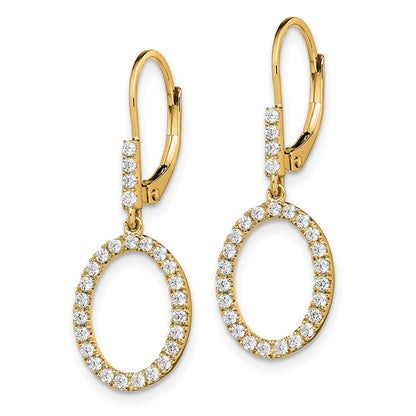 14K Gelbgold Ohrhänger-Ohrringe mit ovalem laborgezüchtetem Diamant, 0,5 ct., VS/SI+ G+, Leverback-Verschluss