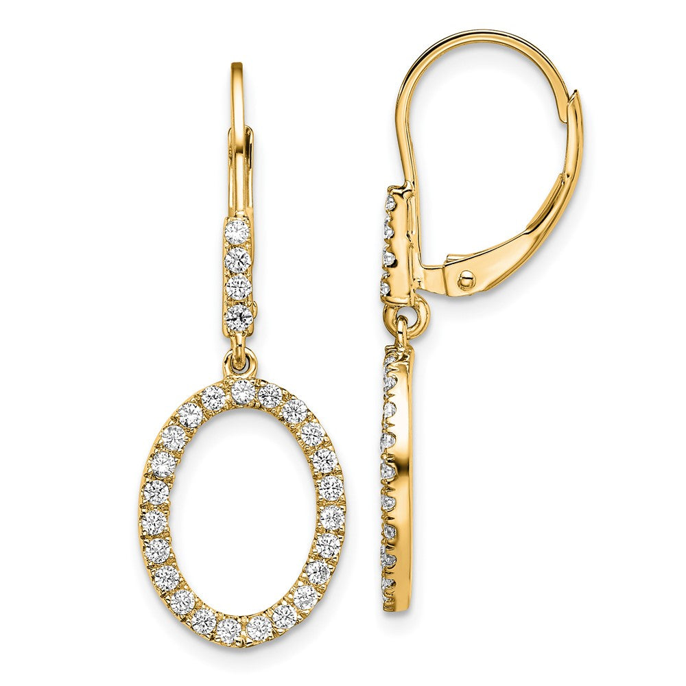 14K Gelbgold Ohrhänger-Ohrringe mit ovalem laborgezüchtetem Diamant, 0,5 ct., VS/SI+ G+, Leverback-Verschluss