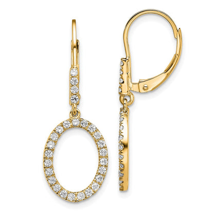 14K Gelbgold Ohrhänger-Ohrringe mit ovalem laborgezüchtetem Diamant, 0,5 ct., VS/SI+ G+, Leverback-Verschluss