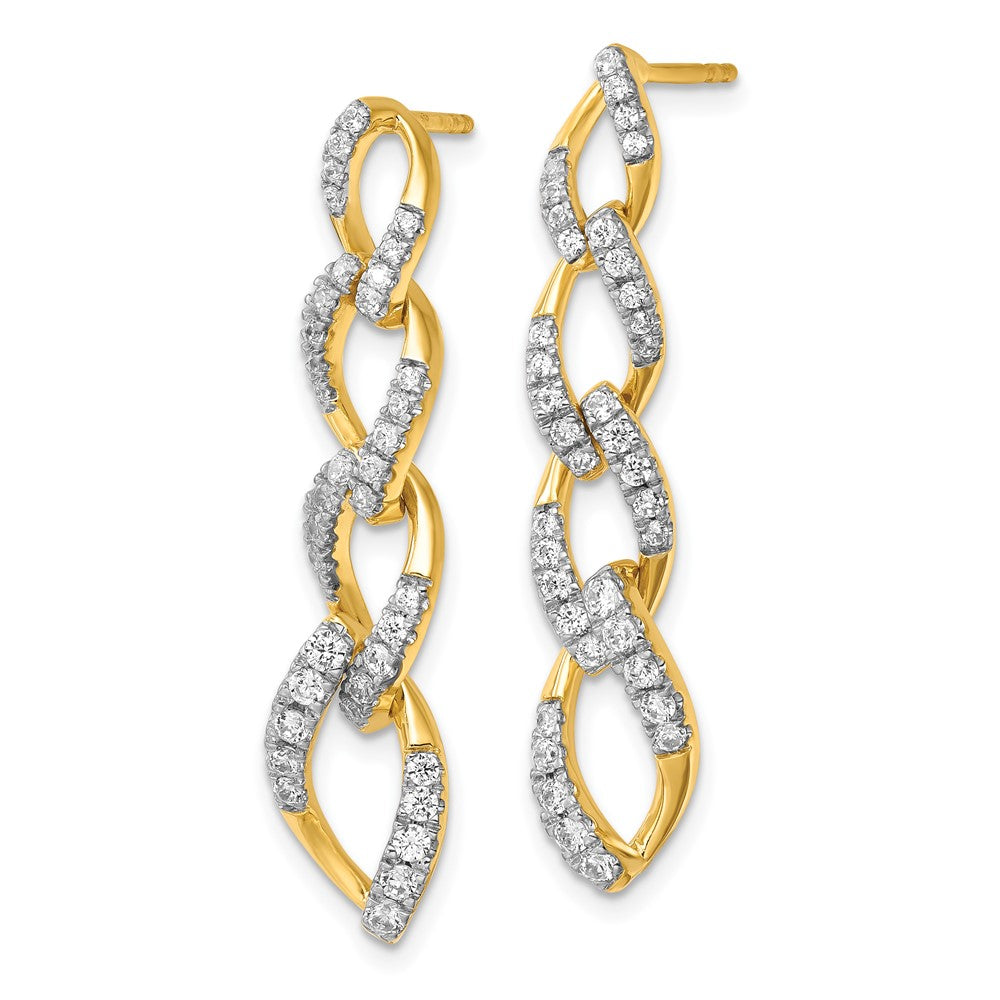 14K Gelbgold Ohrhänger mit im Labor gezüchteten Diamanten VS/SI+ G+, gedrehtem Kettenglied-Design und Stecker-Verschluss