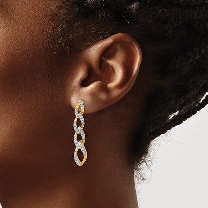 14K Gelbgold Ohrhänger mit im Labor gezüchteten Diamanten VS/SI+ G+, gedrehtem Kettenglied-Design und Stecker-Verschluss
