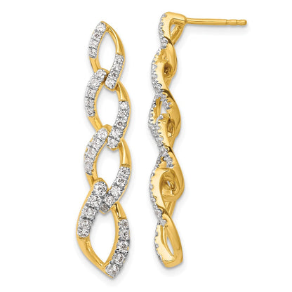 14K Gelbgold Ohrhänger mit im Labor gezüchteten Diamanten VS/SI+ G+, gedrehtem Kettenglied-Design und Stecker-Verschluss
