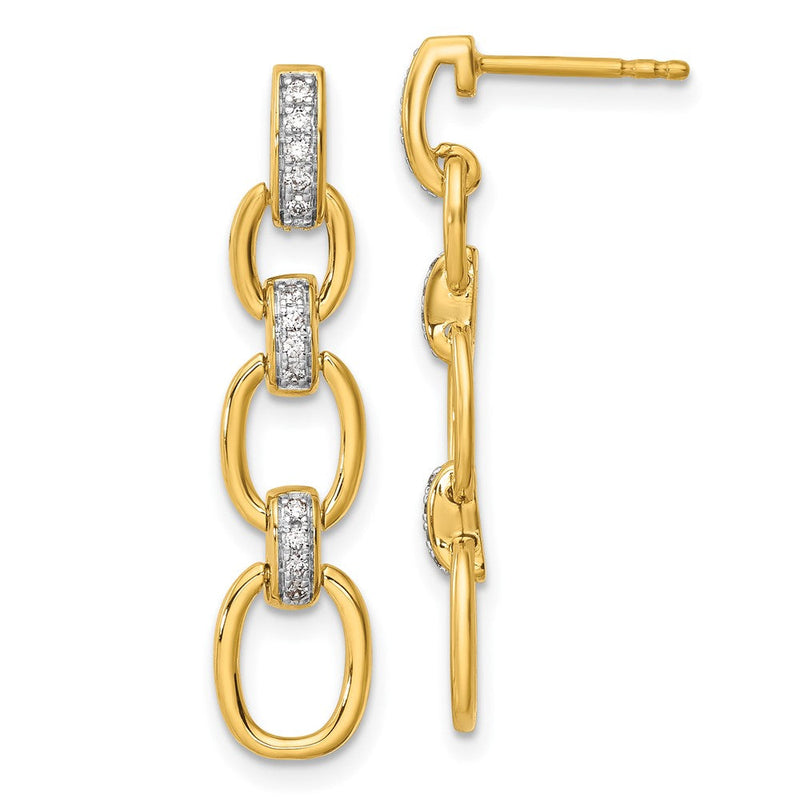 14K Gelbgold Ohrhänger mit 0,17 ct. im Labor gezüchtetem Diamant, VS/SI+ G+, Fashion Glieder-Design, Stecker-Verschluss