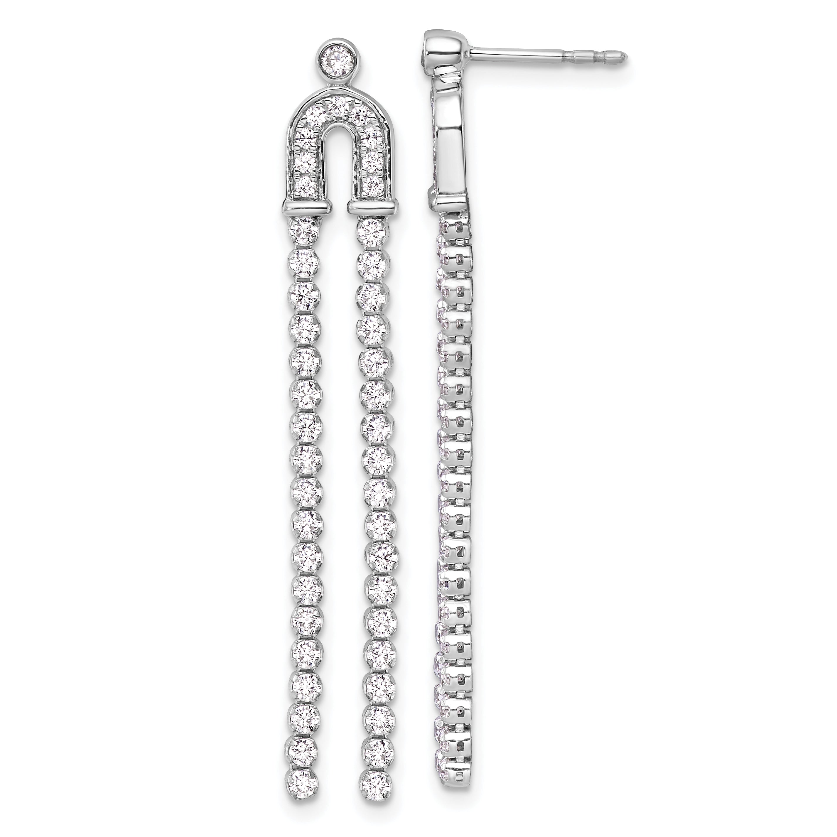 14K Weißgold Ohrhänger mit Ohrstecker-Verschluss, 2 ct. Laborgezüchteten Diamanten, VS/SI+ G+