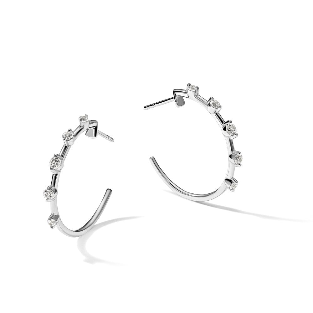 14K Weißgold Creolen mit Ohrsteckerverschluss, 0,375 ct. Laborgezüchtete Diamanten, VS/SI+, G+