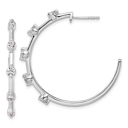 14K Weißgold Creolen mit Stecker-Verschluss, komplett besetzt, 0,75 ct. Laborgezüchtete Diamanten VS/SI+ G+