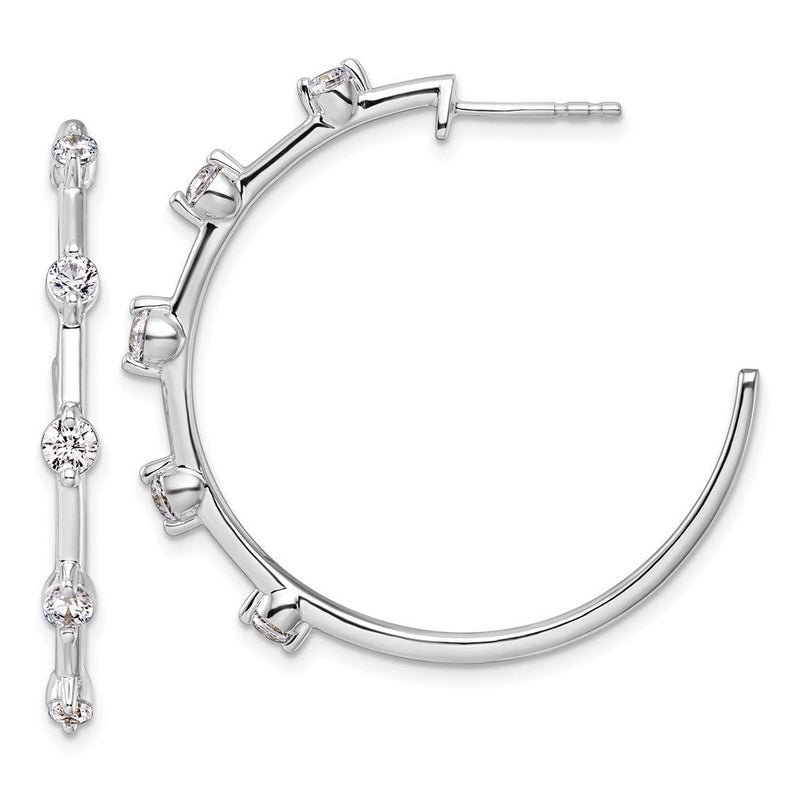 14K Weißgold Creolen mit Stecker-Verschluss, komplett besetzt, 0,75 ct. Laborgezüchtete Diamanten VS/SI+ G+