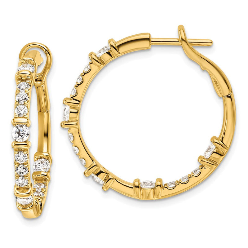 14K Gelbgold Creolen mit 1,5 ct. im Labor gezüchteten Diamanten VS/SI+ G+, Diamanten im Wechsel gefasst