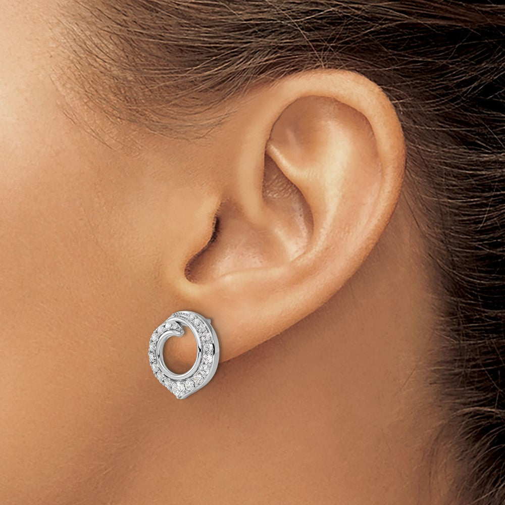 14K Weißgold Kreis-Ohrstecker mit 1 ct. Laborgezüchteten Diamanten VS/SI+ G+