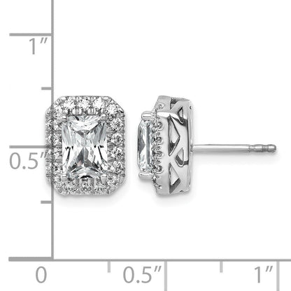 14K Weißgold Halo-Ohrring-Fassung (Semi-Mount) für 0,5 ct. Radiant-Schliff Labor gezüchtete Diamanten VS/SI+ G+