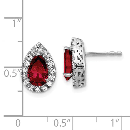 14K Weißgold Ohrhänger mit birnenförmigen laborgezüchteten Diamanten (VS/SI, FGH) und Granat
