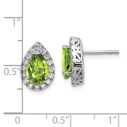 14K Weißgold Ohrhänger mit Post-Verschluss, Birne-Form, mit Diamanten aus Laborzucht (VS/SI, FGH) und Peridot