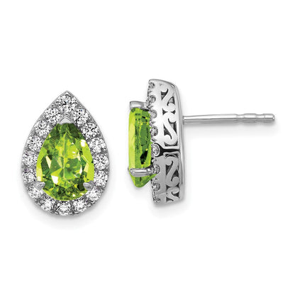 14K Weißgold Ohrhänger mit Post-Verschluss, Birne-Form, mit Diamanten aus Laborzucht (VS/SI, FGH) und Peridot