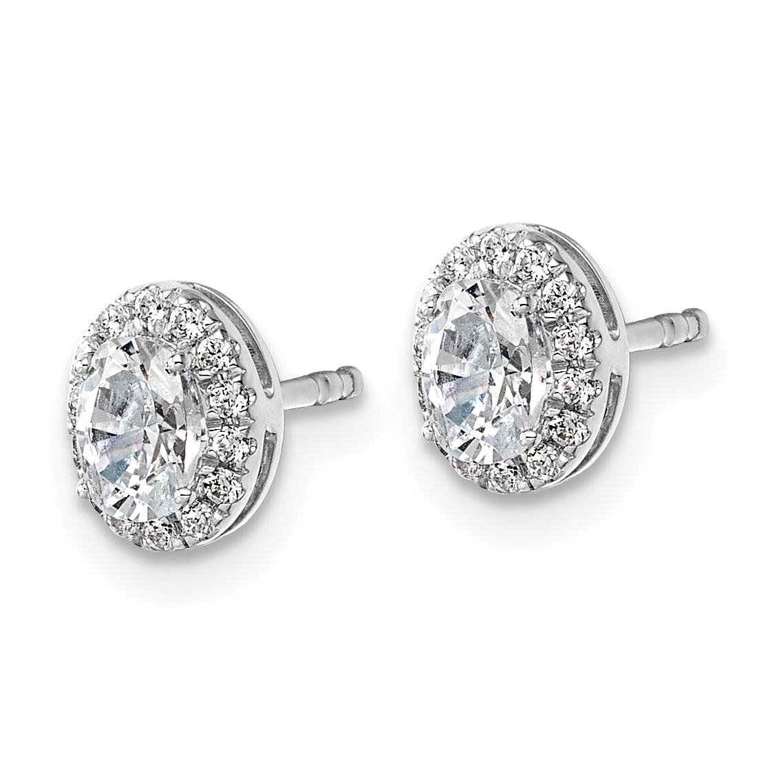 14K Weißgold Ohrringe mit 0,625 ct. im Labor gezüchteten Diamanten, VS/SI+ G+, oval, Halo-Fassung