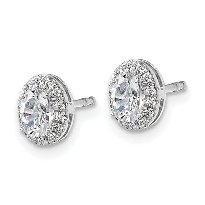 14K Weißgold Ohrringe mit 0,625 ct. im Labor gezüchteten Diamanten, VS/SI+ G+, oval, Halo-Fassung