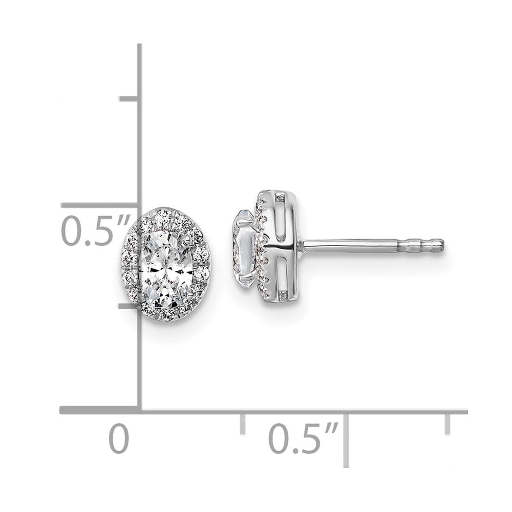14K Weißgold Ohrringe mit Halo, für ovale Laborgezüchtete Diamanten, Semi-Mount, VS/SI FGH