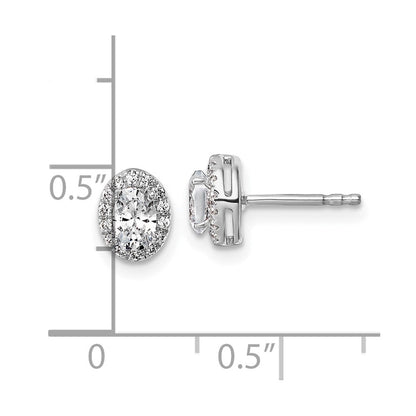 14K Weißgold Ohrringe mit Halo, für ovale Laborgezüchtete Diamanten, Semi-Mount, VS/SI FGH