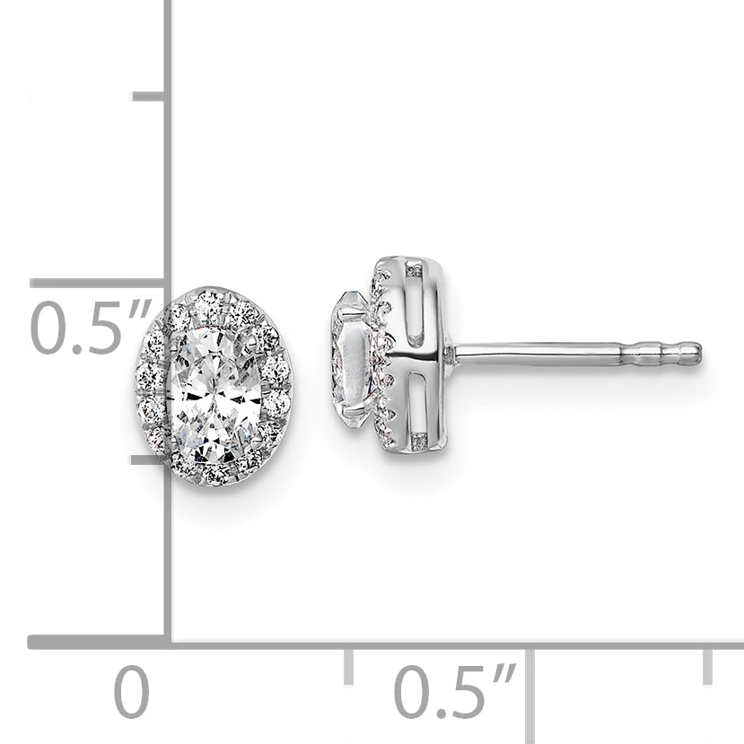 14K Weißgold Ohrringe mit 0,625 ct. im Labor gezüchteten Diamanten, VS/SI+ G+, oval, Halo-Fassung