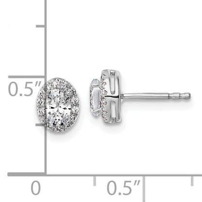 14K Weißgold Ohrringe mit 0,625 ct. im Labor gezüchteten Diamanten, VS/SI+ G+, oval, Halo-Fassung