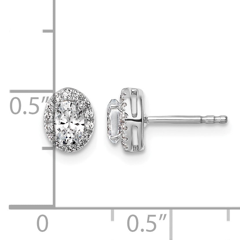 14K Weißgold Ohrringe mit 0,625 ct. im Labor gezüchteten Diamanten, VS/SI+ G+, oval, Halo-Fassung