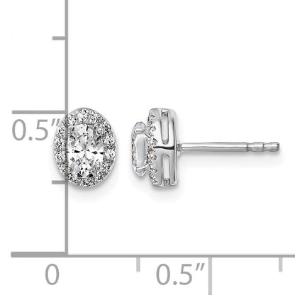 14K Weißgold Ohrringe mit 0,625 ct. im Labor gezüchteten Diamanten, VS/SI+ G+, oval, Halo-Fassung