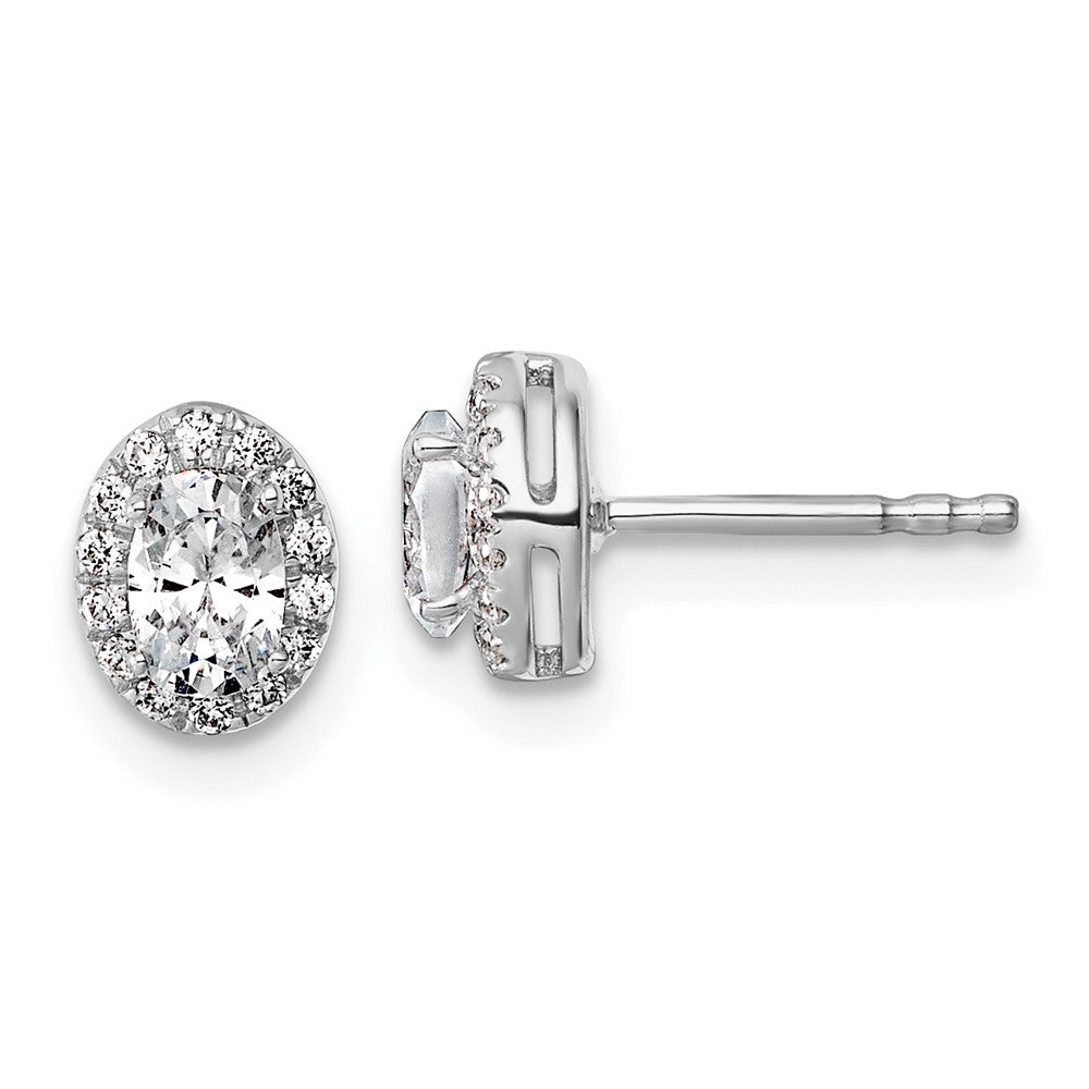14K Weißgold Ohrringe mit Halo, für ovale Laborgezüchtete Diamanten, Semi-Mount, VS/SI FGH