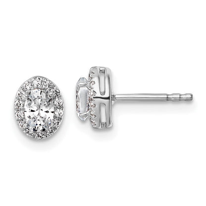 14K Weißgold Ohrringe mit Halo, für ovale Laborgezüchtete Diamanten, Semi-Mount, VS/SI FGH