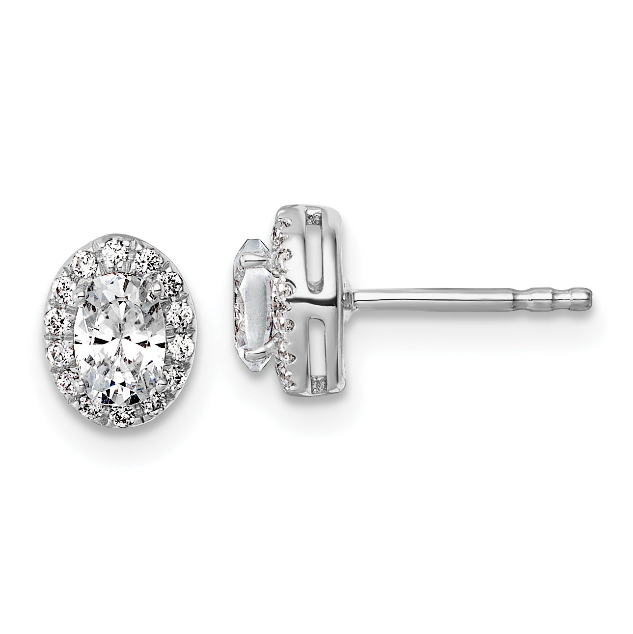 14K Weißgold Ohrringe mit 0,625 ct. im Labor gezüchteten Diamanten, VS/SI+ G+, oval, Halo-Fassung