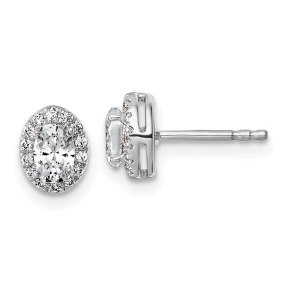 14K Weißgold Ohrringe mit 0,625 ct. im Labor gezüchteten Diamanten, VS/SI+ G+, oval, Halo-Fassung