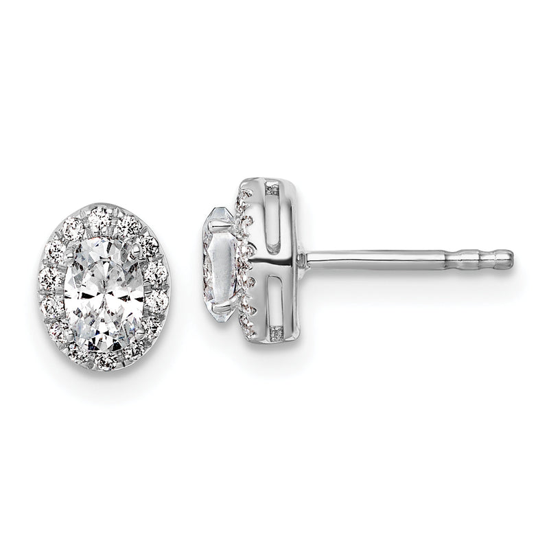 14K Weißgold Ohrringe mit 0,625 ct. im Labor gezüchteten Diamanten, VS/SI+ G+, oval, Halo-Fassung