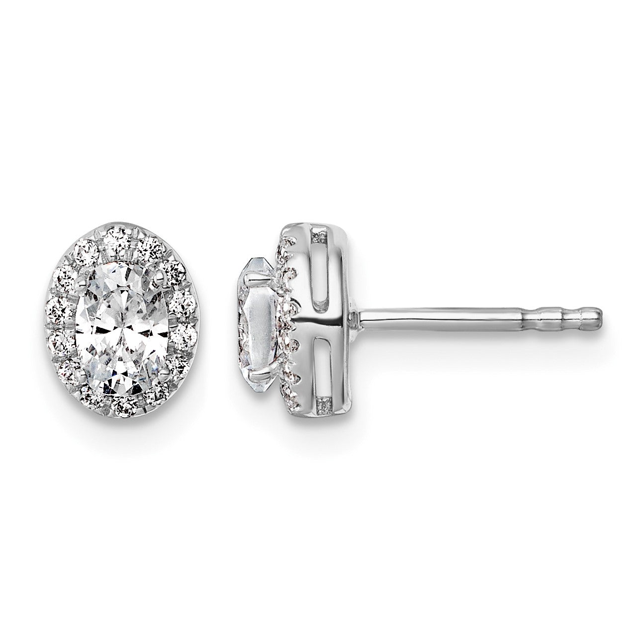 14K Weißgold Ohrringe mit 0,625 ct. im Labor gezüchteten Diamanten, VS/SI+ G+, oval, Halo-Fassung