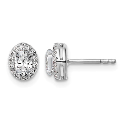 14K Weißgold Ohrringe mit 0,625 ct. im Labor gezüchteten Diamanten, VS/SI+ G+, oval, Halo-Fassung