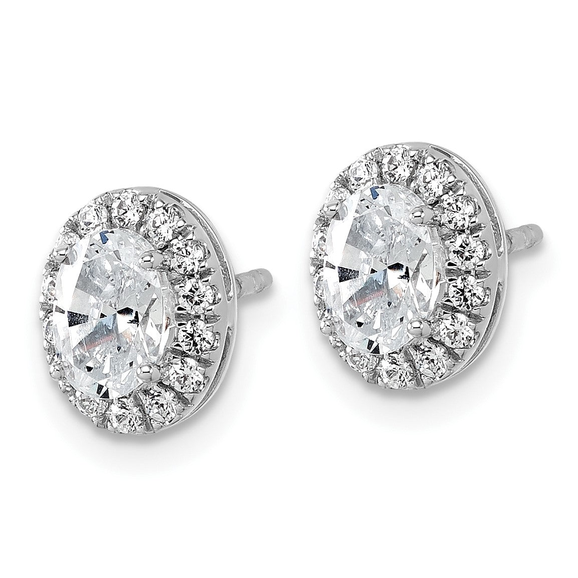 14K Weißgold 0,25 ct. Laborgezüchtete Diamanten VS/SI+ G+ Oval Halo Semi-Mount Ohrringe