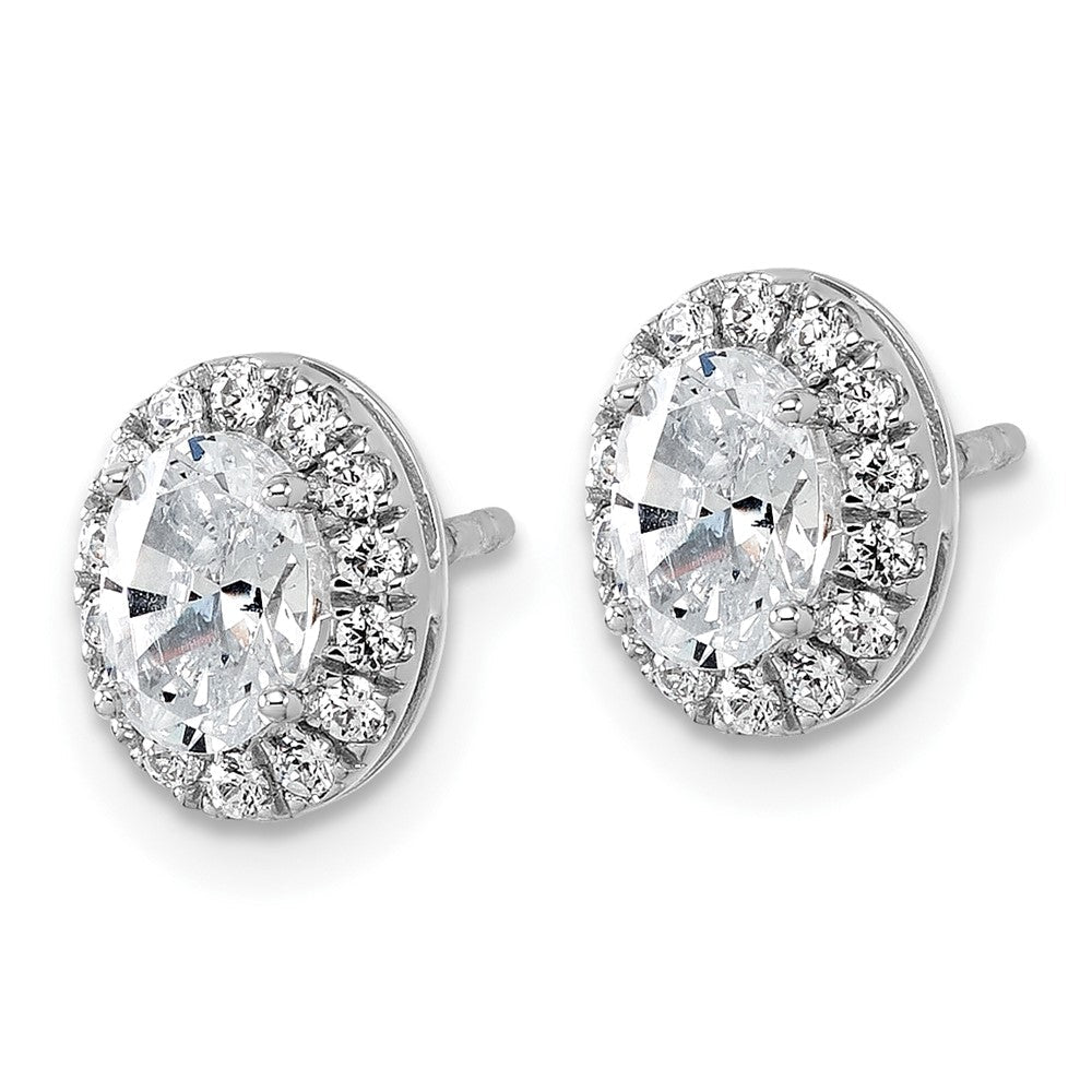 14K Weißgold 0,25 ct. Laborgezüchtete Diamanten VS/SI+ G+ Oval Halo Semi-Mount Ohrringe