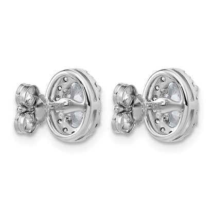 14K Weißgold Ohrringe mit 1 ct. im Labor gezüchteten Diamanten, oval, VS/SI+ G+, mit Halo-Fassung