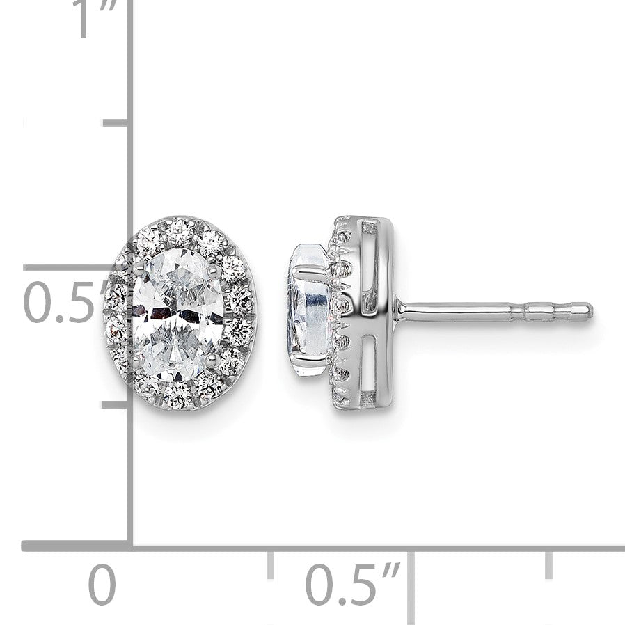 14K Weißgold 0,25 ct. Laborgezüchtete Diamanten VS/SI+ G+ Oval Halo Semi-Mount Ohrringe