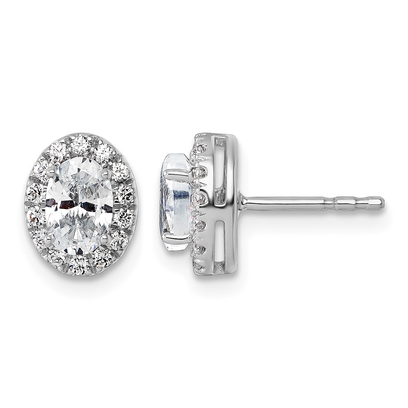 14K Weißgold 0,25 ct. Laborgezüchtete Diamanten VS/SI+ G+ Oval Halo Semi-Mount Ohrringe