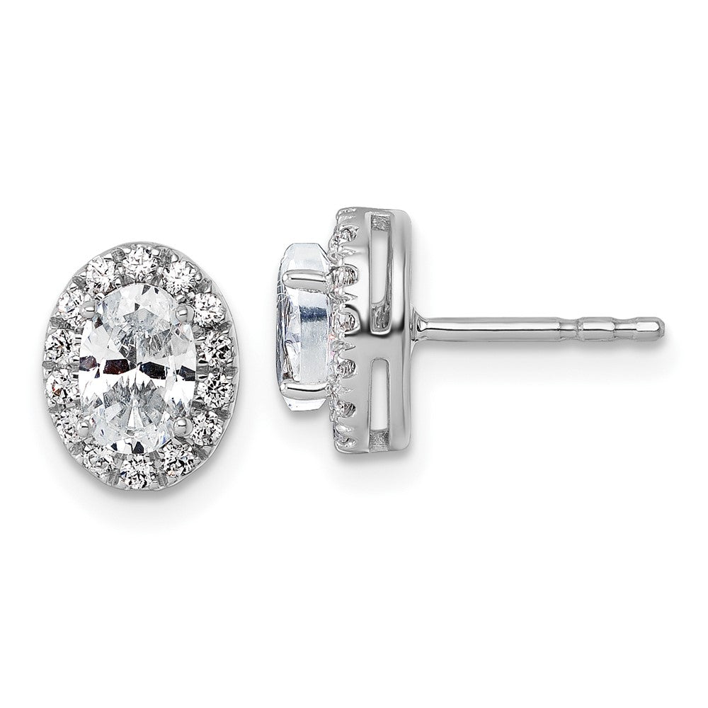 14K Weißgold 0,25 ct. Laborgezüchtete Diamanten VS/SI+ G+ Oval Halo Semi-Mount Ohrringe