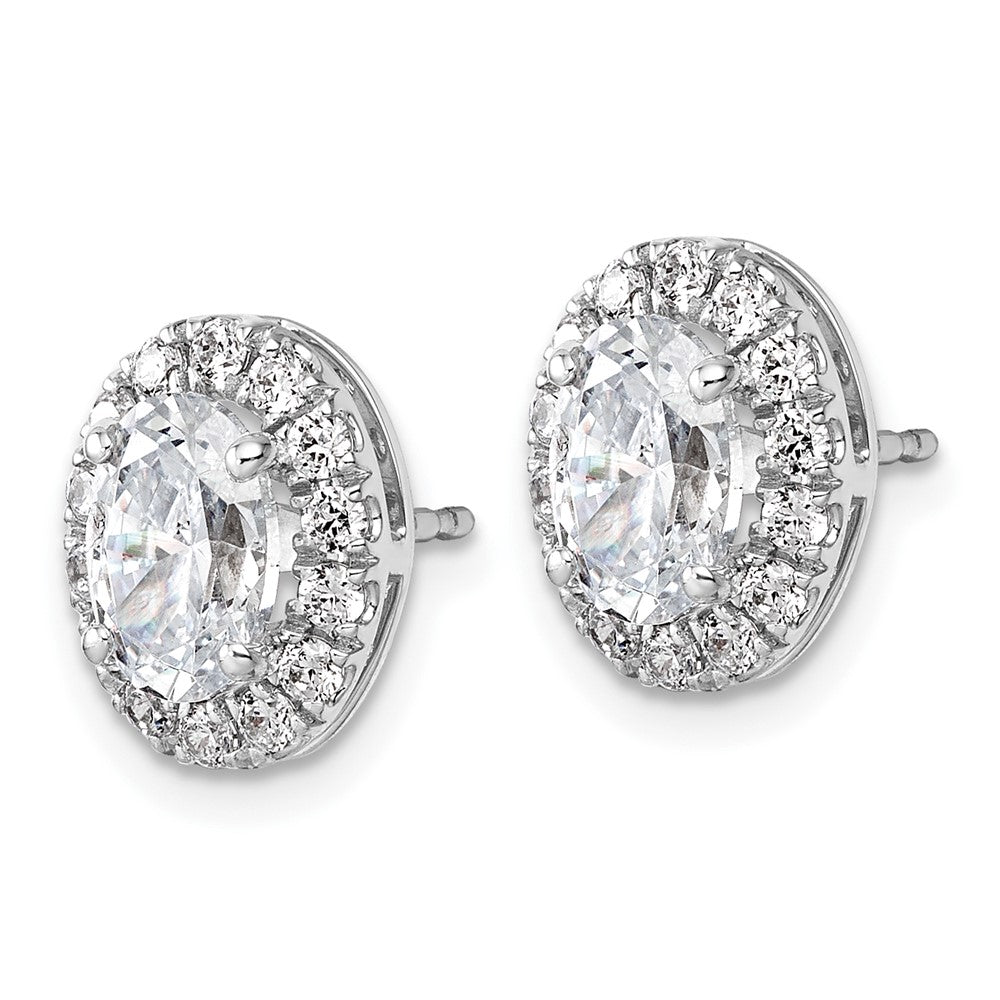 14K Weißgold Ohrringe mit 4,2 ct. Labor-gezüchteten Diamanten VS/SI+ G+, oval, Halo-Fassung