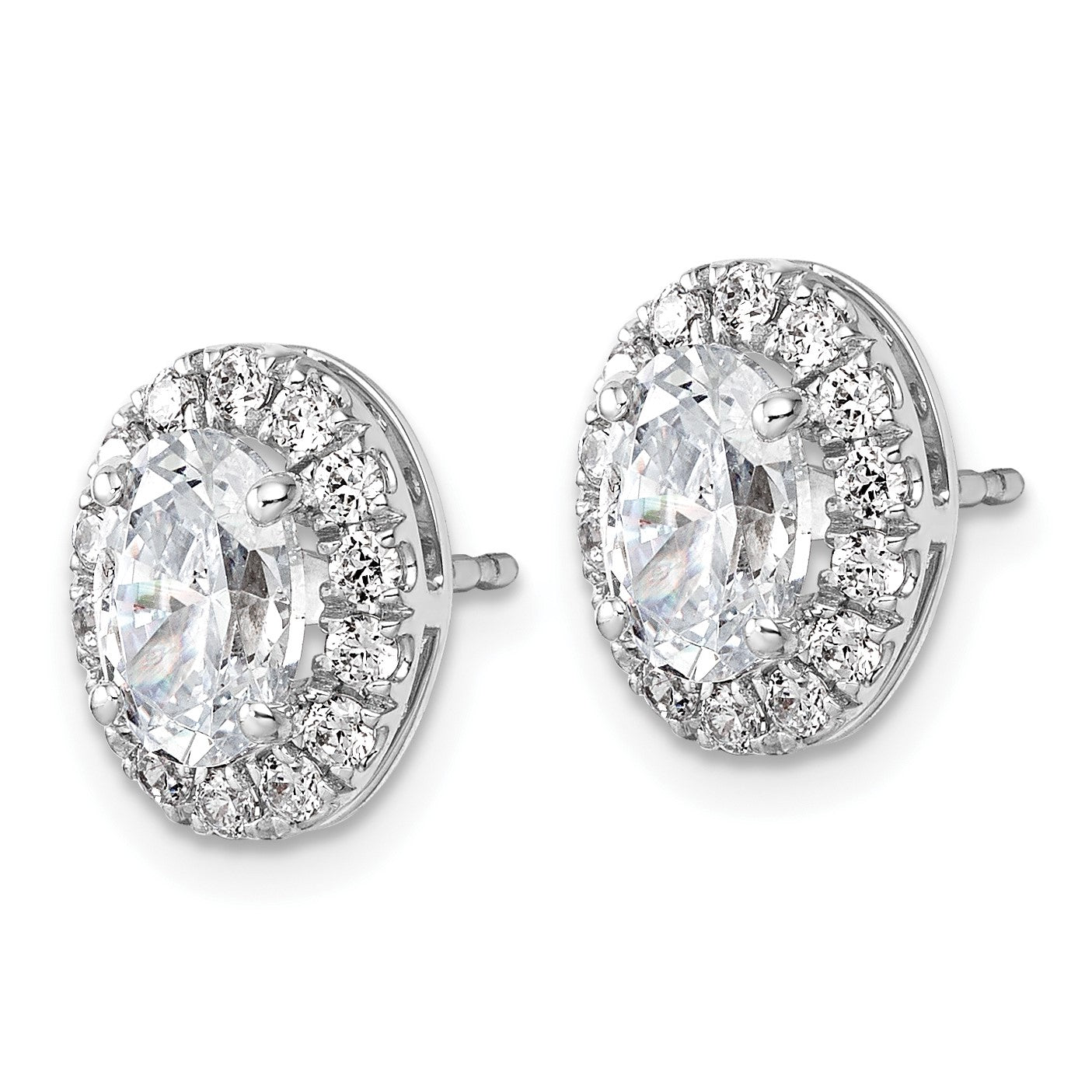 14K Weißgold Ohrringe mit 2,2 ct. Labor gezüchteten Diamanten, VS/SI+, G+, im Oval-Halo-Design