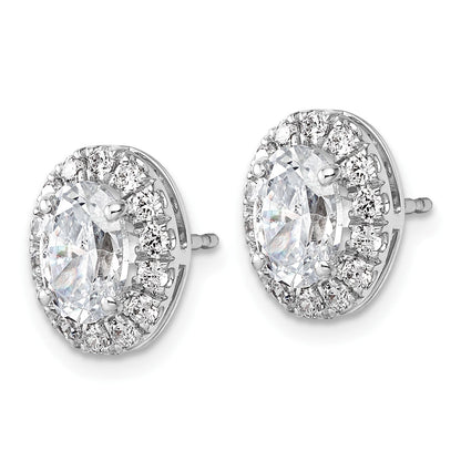 14K Weißgold Ohrringe mit 2,2 ct. Labor gezüchteten Diamanten, VS/SI+, G+, im Oval-Halo-Design