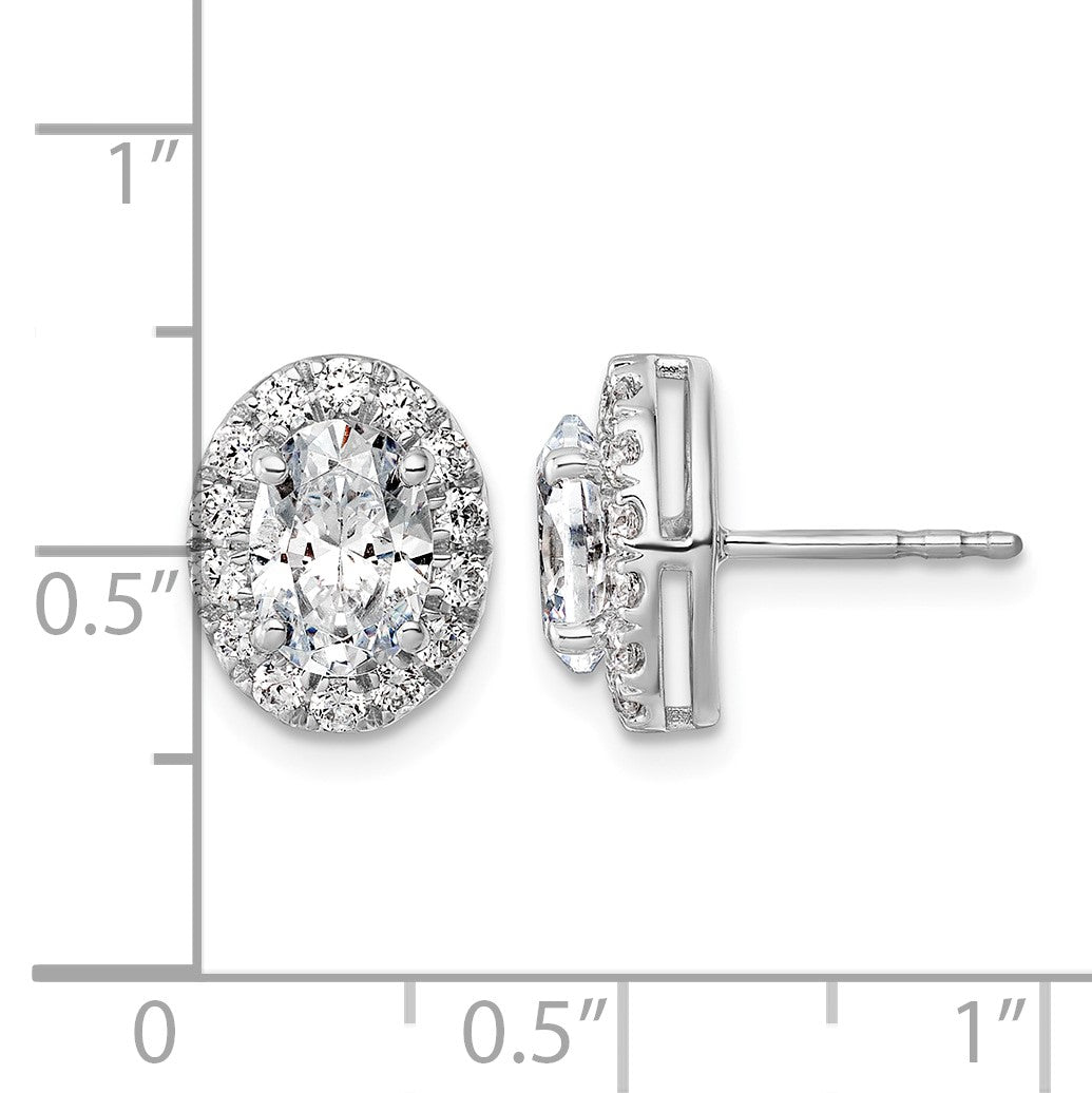 14K Weißgold Ohrringe mit 2,2 ct. Labor gezüchteten Diamanten, VS/SI+, G+, im Oval-Halo-Design