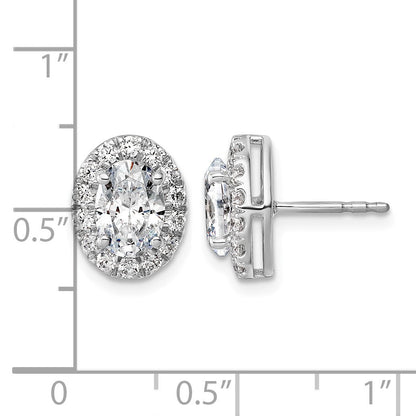 14K Weißgold Ohrringe mit 2,2 ct. Labor gezüchteten Diamanten, VS/SI+, G+, im Oval-Halo-Design