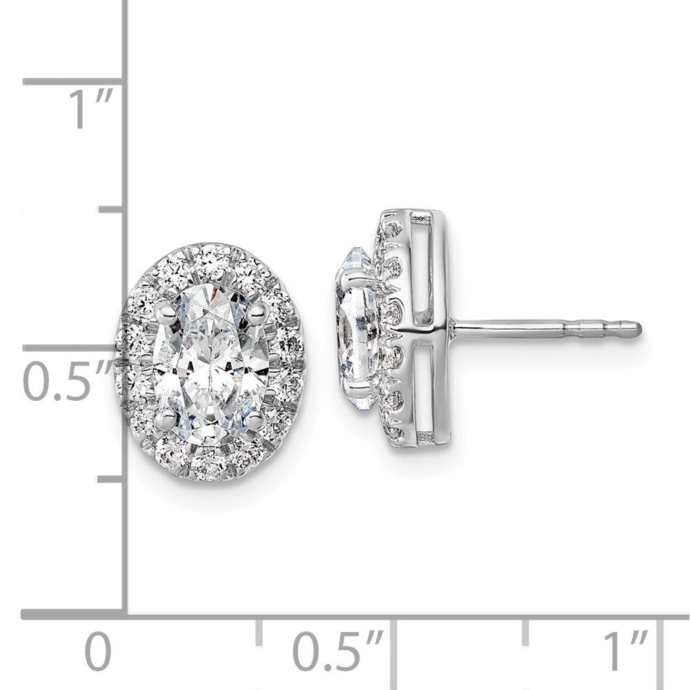 14K Weißgold Ohrringe mit 2,2 ct. Labor gezüchteten Diamanten, VS/SI+, G+, im Oval-Halo-Design