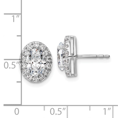 14K Weißgold Ohrringe mit 2,2 ct. Labor gezüchteten Diamanten, VS/SI+, G+, im Oval-Halo-Design