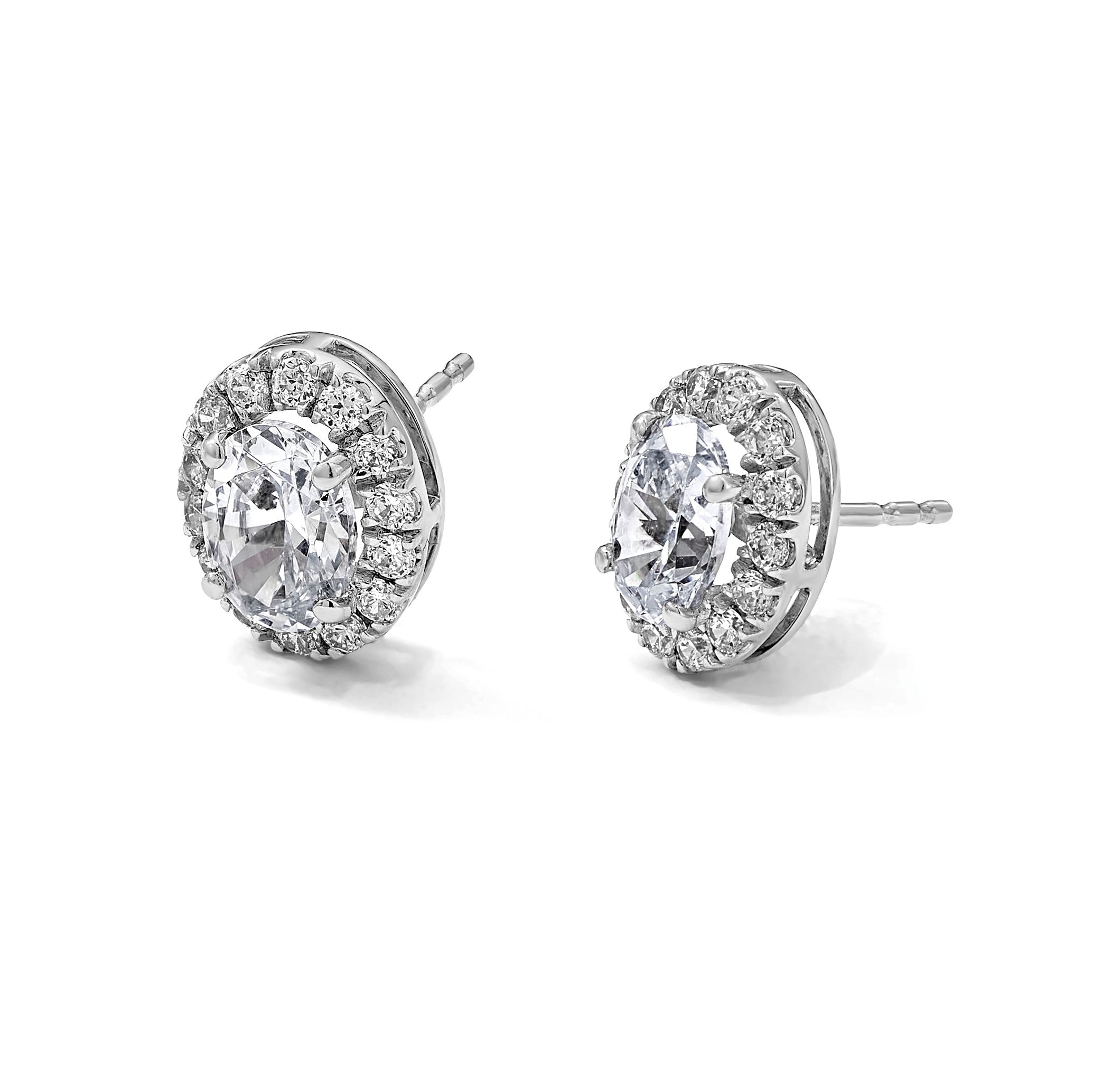 14K Weißgold 0,25 ct. Laborgezüchtete Diamanten VS/SI+ G+ Oval Halo Semi-Mount Ohrringe