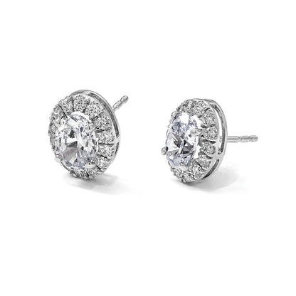 14K Weißgold 0,25 ct. Laborgezüchtete Diamanten VS/SI+ G+ Oval Halo Semi-Mount Ohrringe