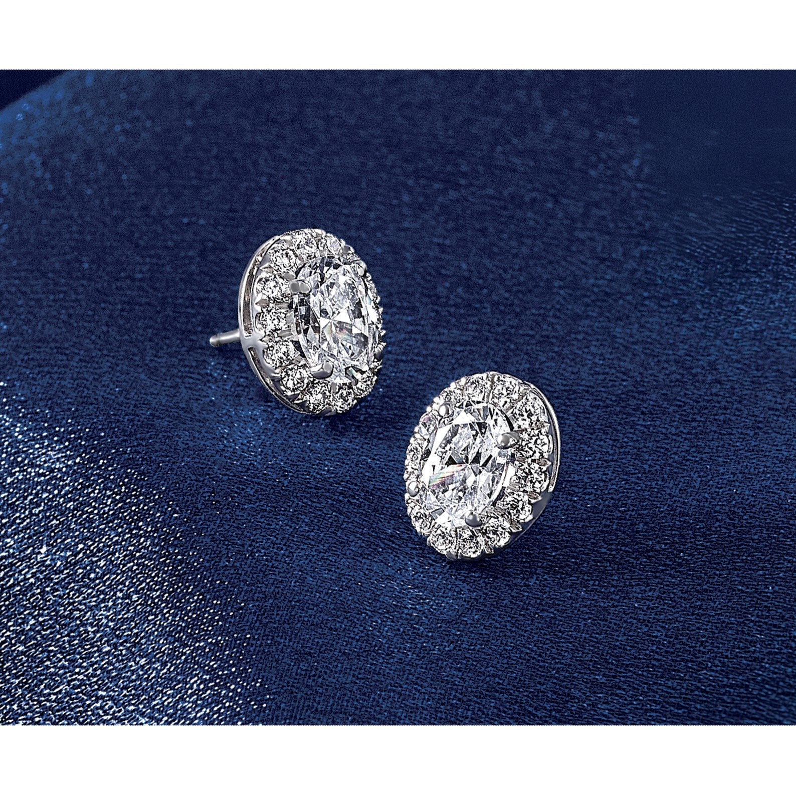 14K Weißgold 0,25 ct. Laborgezüchtete Diamanten VS/SI+ G+ Oval Halo Semi-Mount Ohrringe