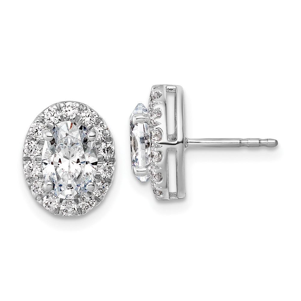 14K Weißgold Ohrringe mit 4,2 ct. Labor-gezüchteten Diamanten VS/SI+ G+, oval, Halo-Fassung